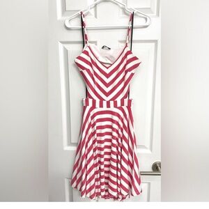 Striped Pink and White Striped Dress with Cutout Waist